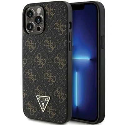 Immagine di GUESS Custodia GUHCP14LPG4GPK per iPhone 14 PRO 6.1&quot; Rigida Nera 4G Triangolo Logo in Metallo
