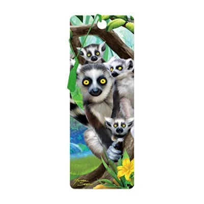 Immagine di 3D LiveLife Segnalibro Lemuri dalla Coda ad Anelli di Deluxebase. Lemure dotato grafica lenticolare realizzata dal rinomato artista Michael Searle