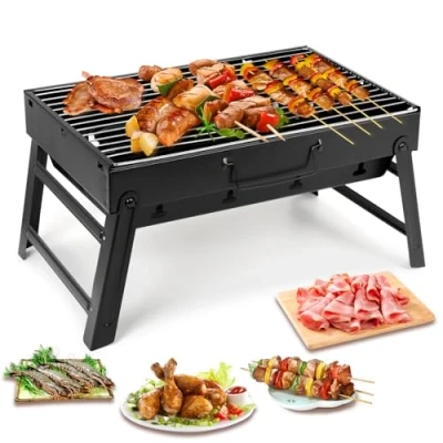 Immagine di Uten Barbecue a Carbonella Portatile per 2 6 Persone, Griglia Pieghevole, L&#039;acciaio Inossidabile Rinforzato è più Resistente, Il Processo Elettroforetico Facilita la Pulizia, Senza PFOA&amp;BPA