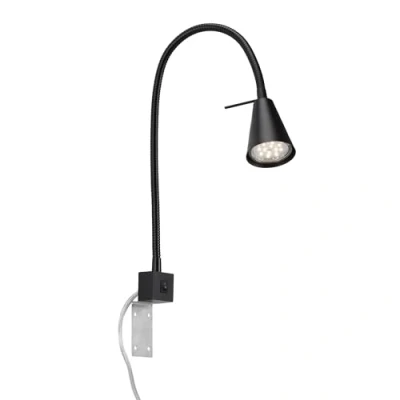 Immagine di BRILONER Leuchten Lampada da letto a LED con braccio flessibile, interruttore on/off, 4 Watt. 400 lumen, 3000 Kelvin, di colore nero