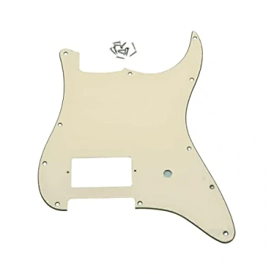 Immagine di Dopro Battipenna per chitarra a 11 fori ST Strat One Humbucker FD Delonge bianco invecchiato 3 strati