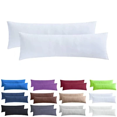 Immagine di NatureMark Confezione da 2 federe per cuscini in jersey, dormire lateralmente, cuscino il collo, conformi all’OEKO TEX, 40 x 145 cm, diversi colori e dimensioni, bianco