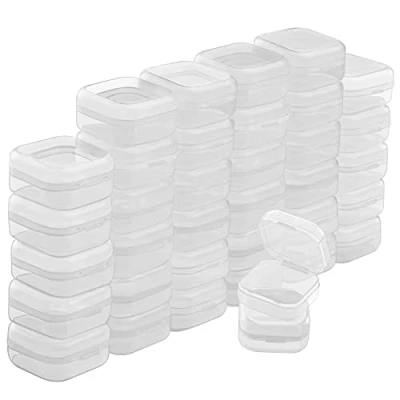 Immagine di BELLE VOUS Set da 36 Scatole Plastica con Coperchio Incernierato Porta Minuteria Contenitore Trasparente L3,5 x P3,5 A2 cm Scatola per Arte, Pillole e Perline