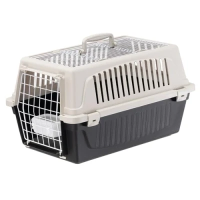 Immagine di Ferplast Trasportino Gatto, Cane Taglia Piccola, Cani e Gatti fino a 8 Kg, Tetto Apribile, con Cuscino Ciotola inclusi, 37 x 58 h 32 cm, ATLAS 20 OPEN Rigido, Nero