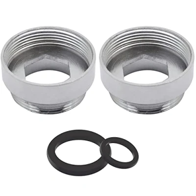 Immagine di 2 adattatori per rubinetto, connettore aeratore, in metallo massiccio, depuratore d&#039;acqua, 24 mm femmina a 22 maschio