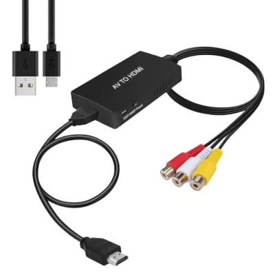 Immagine di Nizirioo Cavo Convertitore a HDMI AV Video Adattatore 1080P Composite CVBS PAL/NTSC Compatibile con PSone/PS2/PS3/STB/Xbox/VHS/VCR/Blue Ray DVD