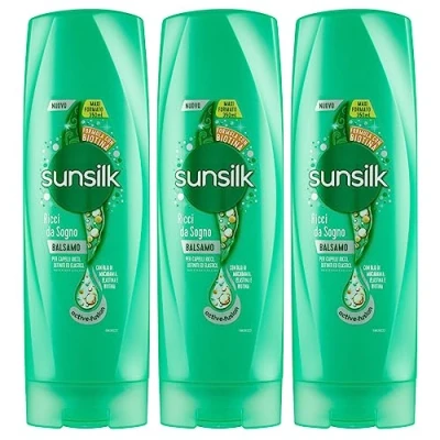 Immagine di Sunsilk Ricci da Sogno Balsamo per Capelli con Olio di Macadamia Elastina e Biotina Effetto Definiti ed Elastici 3 Flaconi 350ml