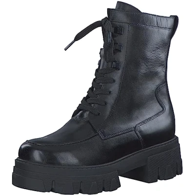Immagine di MARCO TOZZI Stivaletti Donna con Lacci in Pelle Zeppa, Black, 41 EU