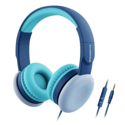 Immagine di BIGGERFIVE Cuffie per Bambini, Limitatore di Volume 85/94dB, Filo Bambini Head Set con Microfono, Pieghevoli On Ear Scuola/Aereo/PC/Tablet/Mp3 3.5 mm Jack