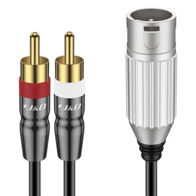 Immagine di J&amp;D Cavo Patch da XLR a 2 RCA Y Splitter, di Interconnessione Audio Stereo Maschio Sbilanciato Doppio Adattatore per con Rivestimento in PVC, 0,9 Metri