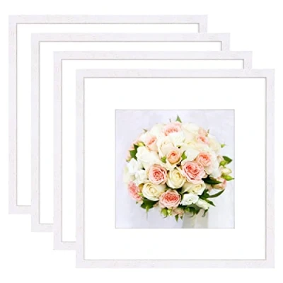 Immagine di YEEPHAN bianco 30 x cm Photo Frame Display 20 20cm foto con supporto, cornice quadrata in legno massiccio fronte perspex per il montaggio a parete, 4 Pack