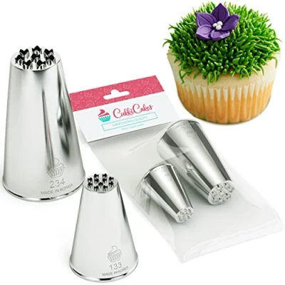 Immagine di Cukkicakes Set di 2 Beccucci per Sac a Poche Professionali decorare con erba sulle Torte (133 e 234), Cupcake Biscotti Bocchette Pasticceria prodotte in Corea
