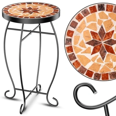 Immagine di KESSER® tavolo a mosaico da bistro sgabello fiori rotondo misure 60 x 38 cm tavolino caffè in metallo balcone, patio, terrazzo