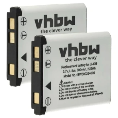 Immagine di 2 x Batterie VHBW 500mAh compatibile con Fotocamera Casio Exilim EX H5, H50, Z1, Z2, Z16, Z20, Z28, Z270, Z280, Z330