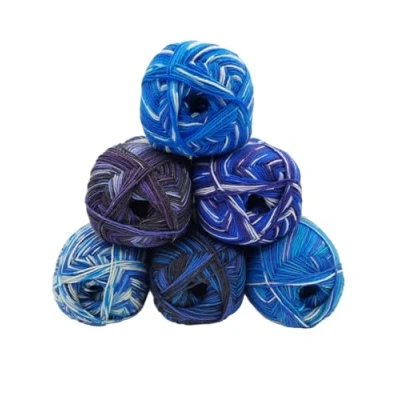 Immagine di set di 4 gomitoli lana per calze Comfort Color a fili, 6 x 100 g, lunghezza 420 m, multicolore sfumato, filati calze, 521