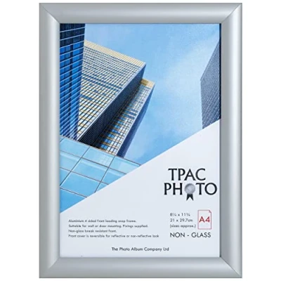 Immagine di The Photo Album Company Limited Hampton SNAPA4S Cornice portafoto a scatto, formato A4, 21 x 30 cm, colore: Argento