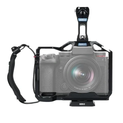 Immagine di SIRUI Kit completo con manico superiore per Panasonic LUMIX G9II/S5II/S5IIX, compatibile Arca Swiss, fori filettati da 1/4&quot; 20, di registrazione ARRI 3/8&quot; 16, Cold Shoe e Nato Rail