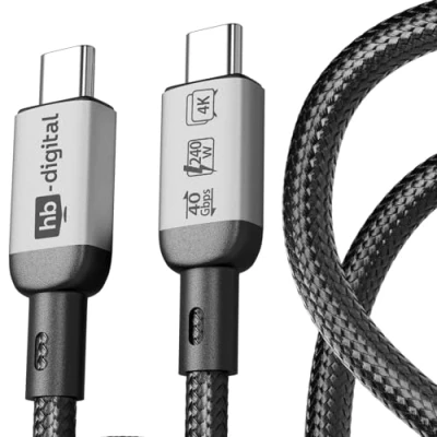Immagine di HB DIGITAL cavo da 1 m USB C a USB4 240 W 40 Gbps di ricarica 8 K 60 Hz 4 120 Hz/144 HDR compatibile con SSD Laptop Monitor Hub