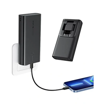 Immagine di VRURC Power Bank 10000mAh con Pieghevole Spina,Powerbank USB C 22.5W Carica Rapida Caricatore Portatile QC 3.0 PD 4.0 2 Ingressi &amp; 3 Uscite