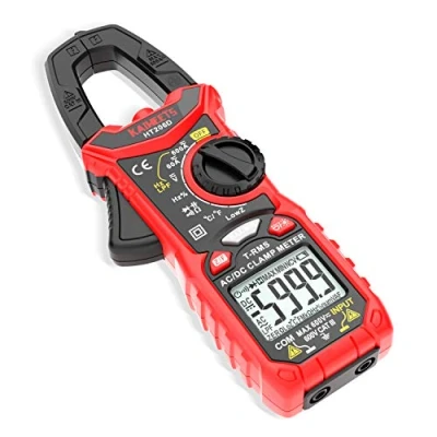 Immagine di Pinza amperometrica AC/DC 0 600A, KAIWEETS multimetro professionale T RMS 6000 conteggi, misure corrente tensione Temperatura Capacità Resistenza Diodi Continuità Duty Cycle