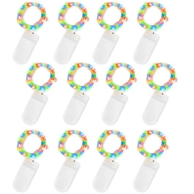 Immagine di Jsdoin Stringa Luci LED a Batteria, 12 Pezzi Impermeabile 20 2M Mini Lampada Fili di Rame Bianco Caldo, per Interni ed Esterni, Natalizi, Matrimoni, Feste Compleanno, Decorazione da Giardino