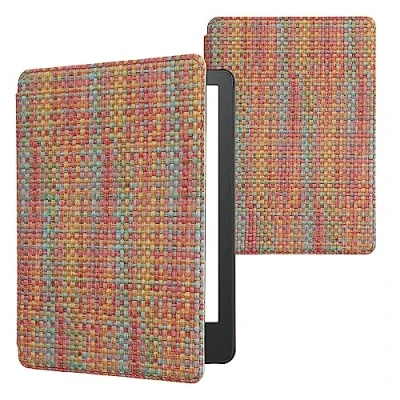 Immagine di kwmobile Custodia eReader Compatibile con Amazon Kindle Paperwhite 11. Generation 2021 Cover eBook PVC Chiusura Magnetica Flip Case Effetto Fibra Multicolore