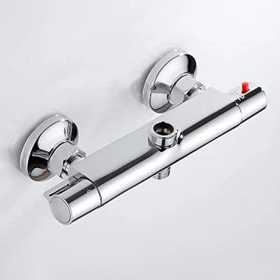 Immagine di miscelatore termostatico per doccia, doccia 2 uscite ottone cromato rubinetto anti scottatura bagno