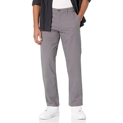 Immagine di Amazon Essentials Pantaloni chino elasticizzati casual dritti Uomo, Carbone, 32W / 28L