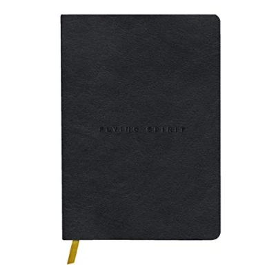 Immagine di Clairefontaine 102946C Flying Spirit Taccuino pelle nero quaderno cucito 14,8x21cm 180p a righe carta avorio 90g