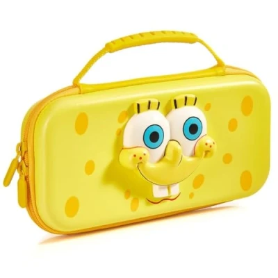 Immagine di Numskull Spongebob Squarepants Face Hard Shell Travel Case for Nintendo Switch and OLED Model Console Fits 10 Games Accessories