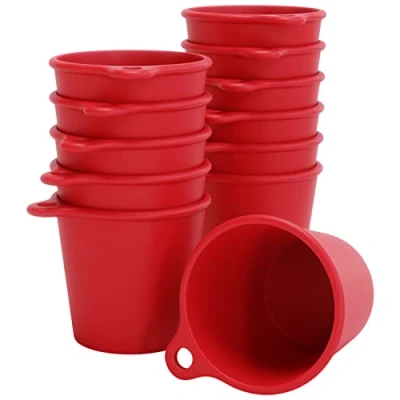 Immagine di SoPro 6x Bicchieri da shot in plastica 4 cl riutilizzabili 40 millilitri rosso Bicchiere riutilizzabile appendere al collo 4cl