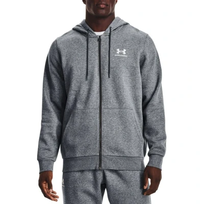 Immagine di Under Armour Essential Felpa con zip, Uomo, Taglia: Small, Pitch gray medium heather/white