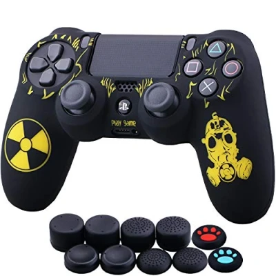 Immagine di YoRHa Lncisione Laser Custodia in Silicone Cover (Radiazione) per PS4/Slim/Pro Dualshock 4 Controller x 1 con Manopole Thumb Grips 10