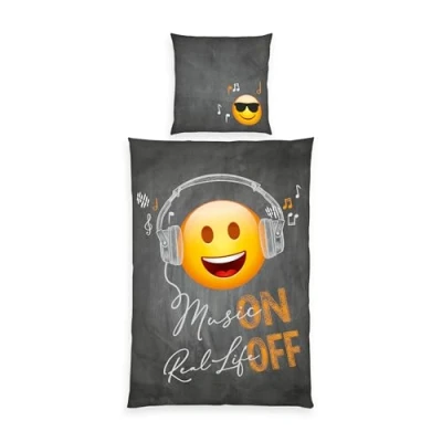 Immagine di Herding EMOTICON Set di Biancheria da Letto Reversibile, Copripiumino 135 x 200 cm, Federa 80 Cotone/Renforcé