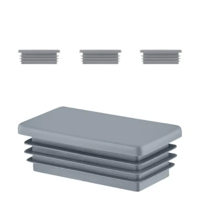 Immagine di Tappo per tubo rettangolare fino a 40x100 mm 4 pezzi colore Grigio (RAL 9005) 4x10 cm EMFA ®
