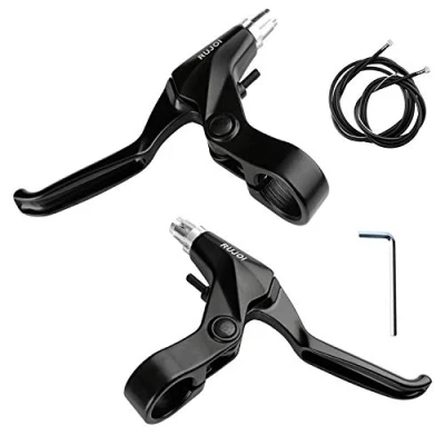 Immagine di RUJOI Set Leve Freno Bici,1 Paio Leva Bici in Lega di Alluminio con Cavo a 2 Fili e Alloggiamento per Mountain Bike MTB