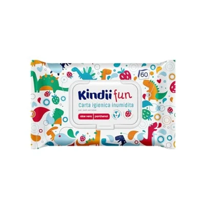 Immagine di Kindii Fun Carta Igienica Risciacquabile Inumidita per Bambini Combinazione di Umida e Salvietta Umidificata Rinfresca la Zona Intima Camomilla, Aloe Vera 60 Pz