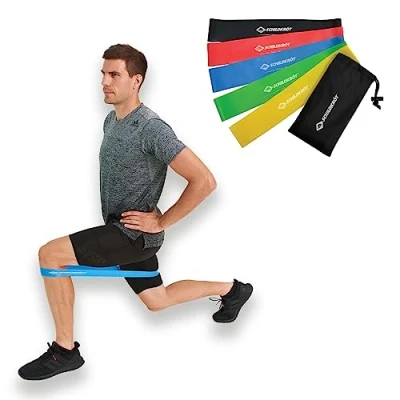 Immagine di Schildkröt Fitness Mini Fasce di Resistenza, Set 5, Cinturini per Esercizi, con 5 Colori e Diversi Punti Forza, in una Custodia, 960126