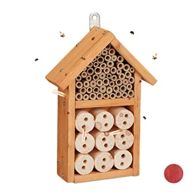 Immagine di relaxdays Casetta per api da Assemblare, Rifugio Coccinelle, Selvatiche e crisope, DIY, 26x16x6 cm, Giallo