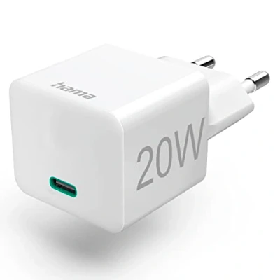 Immagine di Hama Caricabatterie rapido da 20 W (caricatore USB C veloce, caricatore Qualcomm® Quick Charge™ 2.0/3.0, mini compatto, PD) bianco