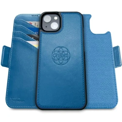 Immagine di dreem Fibonacci compatibile con iPhone 15 Plus custodia a portafoglio/custodia antiurto 2 in 1 e folio pelle vegana staccabile, MagSafe, protezione RFID [Ardesia]