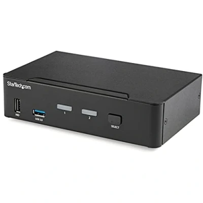 Immagine di StarTech.com Switch KVM DisplayPort 2 porte 4K 60Hz Singolo schermo USB UHD DP 1.2 a doppia porta Hub 3.0 integrato e audio Dell HP Apple Lenovo Conforme TAA (SV231DPU34K)