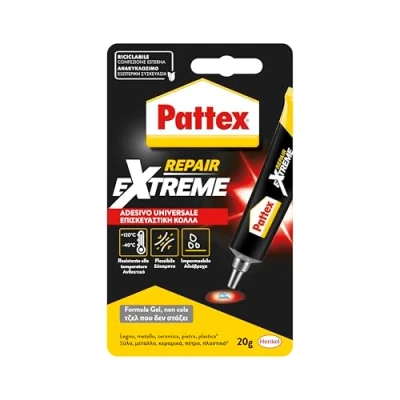 Immagine di Pattex Repair Extreme Super colla, Colla trasparente multimateriale per interni ed esterni, impermeabile e resistente ad alte temperature, 1 x 20g tubo