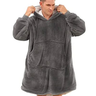 Immagine di YOULIKE Felpa oversize con cappuccio, super calda e accogliente, morbida confortevole, coperta cappuccio per TV, donne, uomini, ragazze, ragazzi bambini, grigio,