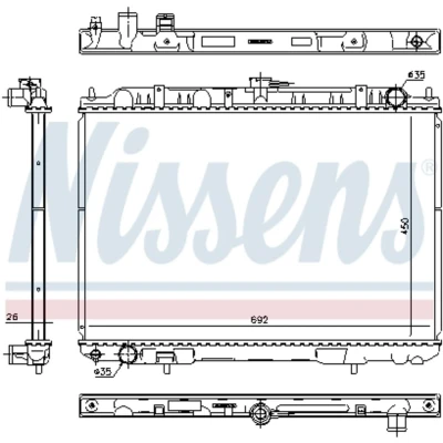 Immagine di NISSENS 606160 Radiatore motore Alluminio 450 692 26 Alette di raffreddamento saldate NISSAN: X Trail