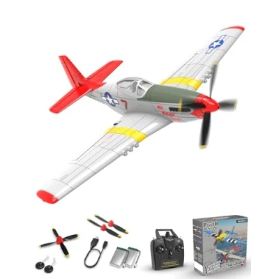 Immagine di VOLANTEXRC aereo radiocomandato con telecomando, 4 canali 2,4 GHz RC Plane RTF per principianti, aerei adulti e bambini, semplice pronto volare (P51D Mustang)