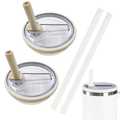 Immagine di NEERIX 2 coperchi di ricambio riutilizzabili per bicchieri da 40 oz, coperchio premium con cannuccia, a prova perdite e antipolvere, accessori Stanley Cup,