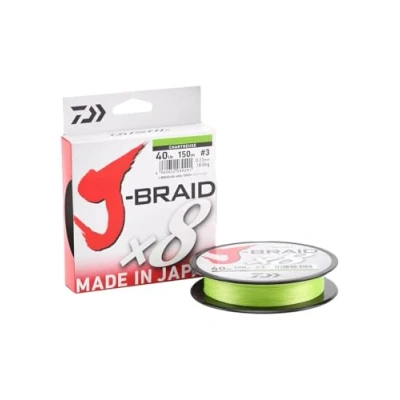 Immagine di Daiwa J Braid 8 0.24mm, 18.0kg / 40.0lbs, 300m Chartreuse, Lenza di Pesca Intrecciata Rotonda