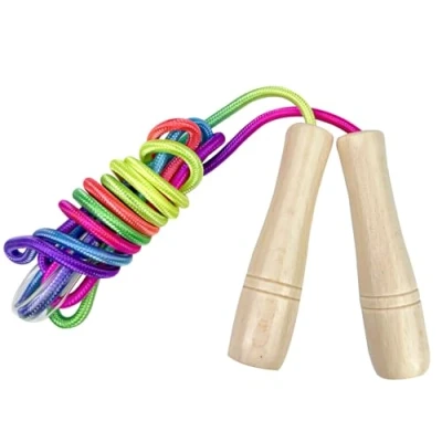 Immagine di Maxentico 250 cm Corda per Saltare Bambini, Salto Regolabile, Funicella con Manico in Legno, Della Corda, Corde Bambini Ragazzi e Ragazze, Fitness(Colore Arcobaleno)