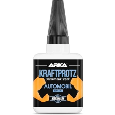 Immagine di ARKA KRAFTPROTZ AUTOMOBIL 50 g colla istantanea liquida extra forte trasparente per automobili Ideale come plastica, tessuto, vetro, pelle, legno e altro